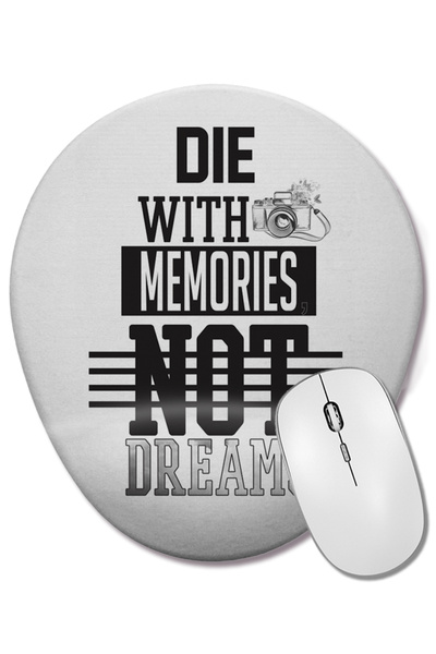 BASKI DÜNYASI Mouse Pad oval alb cu suport pentru încheietura mâinii Die With Memories