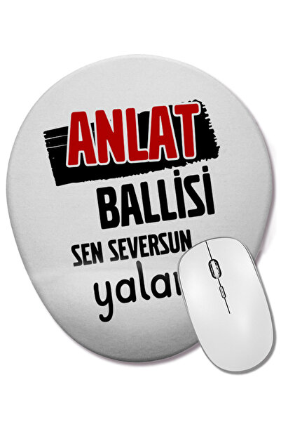 BASKI DÜNYASI Mouse Pad oval cu suport pentru încheietura mâinii, cu versuri ale Mării Negre, Anlat Ballisi Sen Seversun Yalani