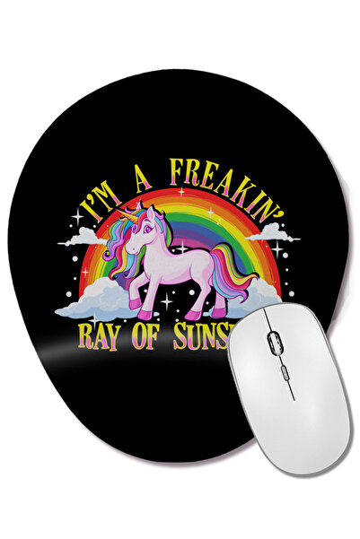 BASKI DÜNYASI Funny I m a Freakin Ray of Sunshine Unicorn Oval Mouse Pad with Wrist Support