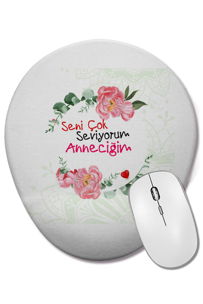 BASKI DÜNYASI Cadou pentru Ziua Mamei 054 Mouse Pad oval cu suport pentru înc...
