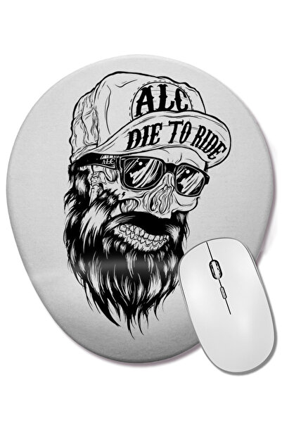 BASKI DÜNYASI Mouse Pad oval Beard Skull cu suport pentru încheietura mâinii