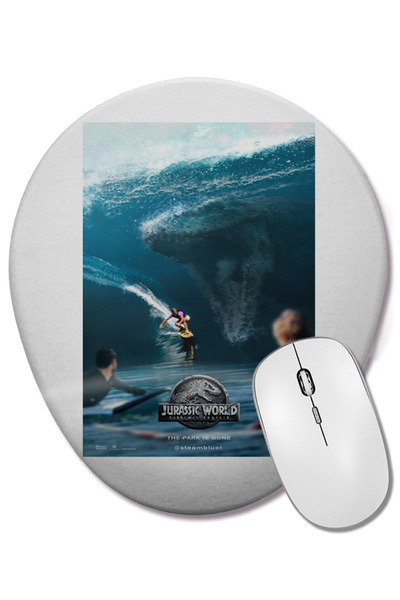 BASKI DÜNYASI Mouse Pad oval Jurassic Park cu suport pentru încheietura mâinii