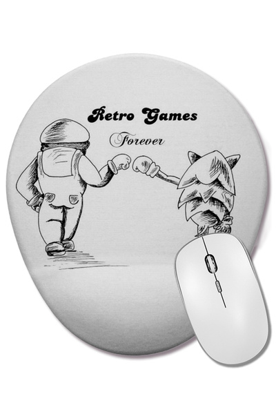 BASKI DÜNYASI Retro Game Forever Oval Mouse Pad with Wrist Support