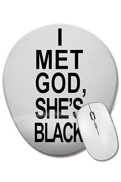 BASKI DÜNYASI С Бога, тя е черна Овална подложка за мишка с подложка за китката