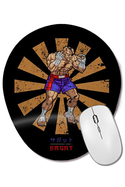 BASKI DÜNYASI Mouse Pad oval Sagat Retro Japanese Street Fighter cu suport pe...