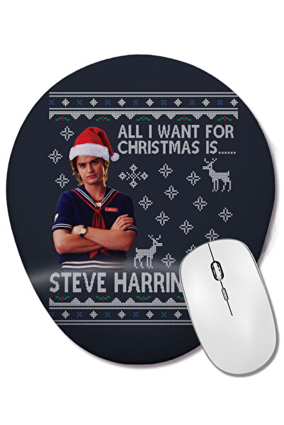 BASKI DÜNYASI Stranger Things Steve Harrington Christmas Wish Mouse Pad oval cu suport pentru încheietura mâinii