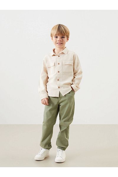 LC Waikiki Lcw Kids Gray Basic Long Sleeve Boy's Shirt and Pants 2Pcs