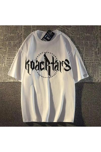 Gofeel Harajuku Street Koacrtars Print Detailed Unisex Short Sleeve T-Shirt