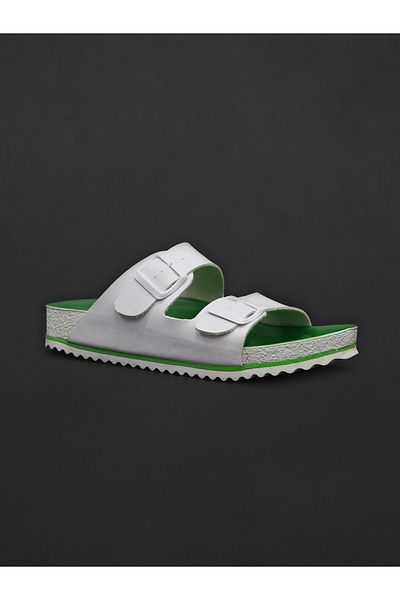 COMFORT OF PANTOFOLE Λευκές Πράσινες Αθλητικές Παντόφλες