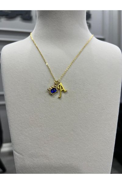 Store Letter a Necklace with Steel Chain and Crab Charm