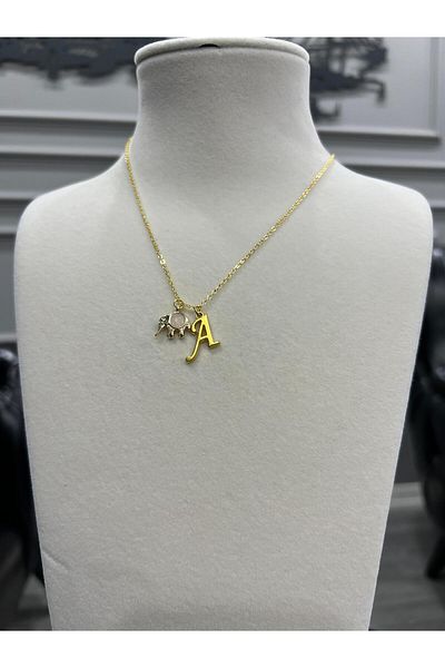 Store Letter a Necklace Elephant Charm Letter Pendant Luck Necklace with Steel Chain