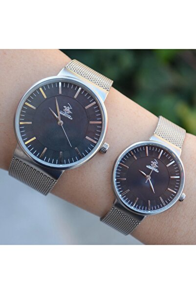 Polo Silver Hasır Kordon Çift Saat Kombini 2373
