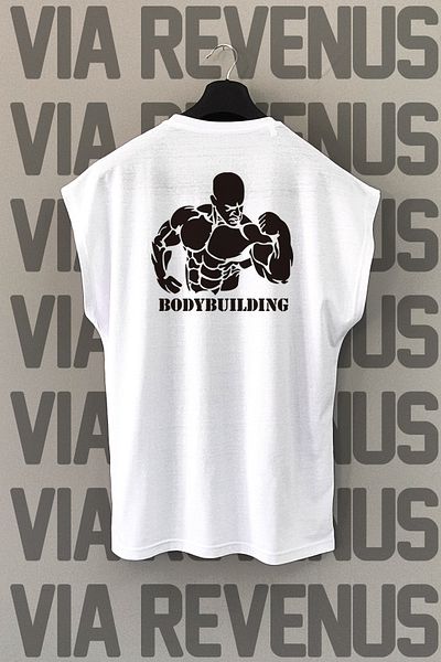 Vordevia Bodybuilding Back Printed Zero Sleeve Crew Neck Sports Tshirt