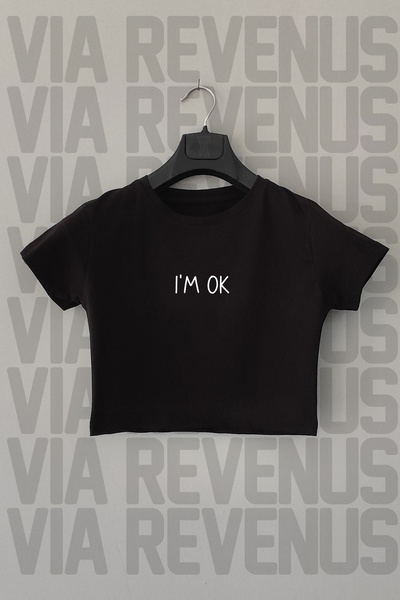 Vordevia I'm OK Imprimeu slim fit lycra Tricou crop