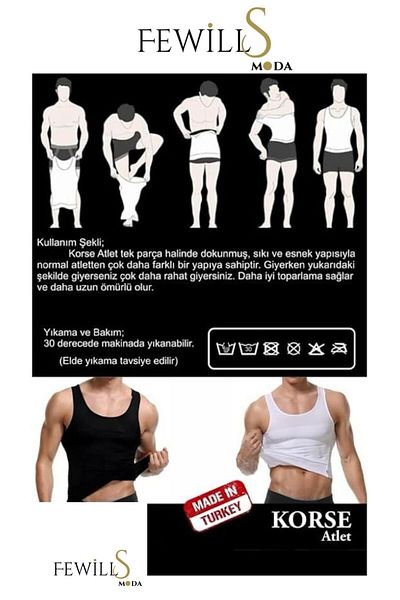 FEWİLLS MODA Men's Corselet Athlete Chest-Belly and Waist Recovery Stiffener
