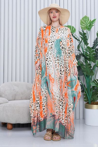 Eceyaman moda Women's Patterned Large Size Dress