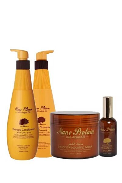 Nano مجموعة متكاملة لاصلاح الشعر التالف بزيت الأرجان شامبو 500مل وبلسم 500مل ...