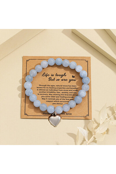 Choice سوار من خرز الزيبرا الوردي للنساء من أكوامارين. هدية لابنتها وأمها نان...