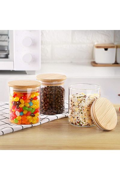 AKDC Glass Canisters for Coffee and Sugar, 600ml, Set of 2, Airtight Lids