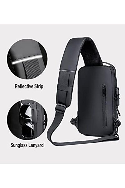 AWH Anti Theft Crossbody Sling Bag, Shoulder Backpack, Lightweight Chest Daypack with USB Charging Port,