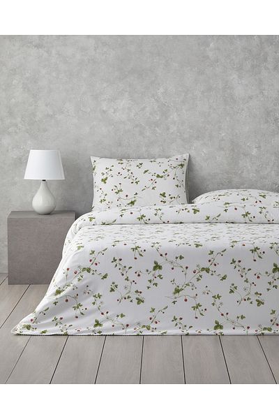 English Home Σετ Παπλωματοθήκη Βαμβακερή Φράουλα Διπλό 200x220 cm Πράσινο – Κόκκινο