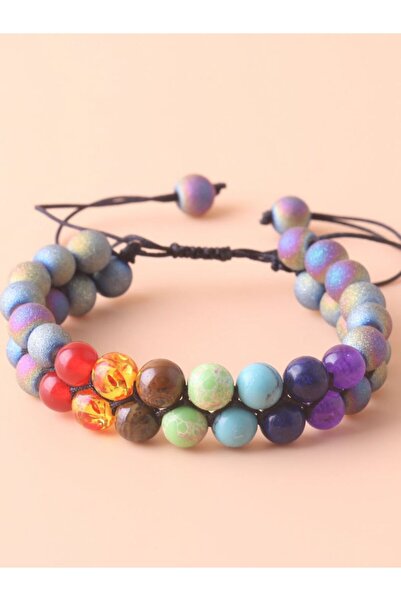 Choice5 8mm mix Top Plaza 7 Chakra Treatment Crystal Bracelet Yoga Stone Adju...