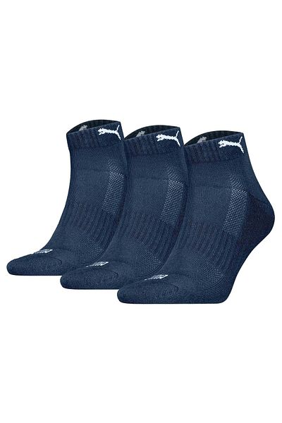 Puma Unisex Quartersocken, 3er Pack - Cushioned Quarter 3P, Logo, einfarbig