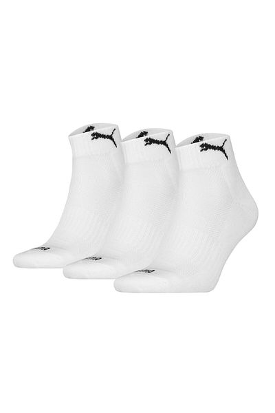 Puma Unisex Quartersocken, 3er Pack - Cushioned Quarter 3P, Logo, einfarbig