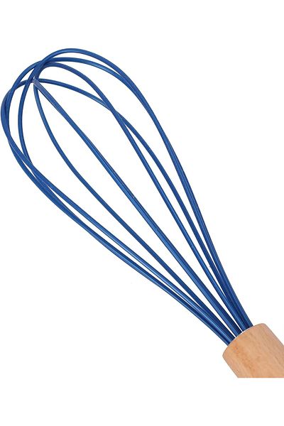 ROYALFORD Silicone Egg Whisk, Wooden Handle, Heat-Resistant, Non-Stick Cookware Blender, Multicolor