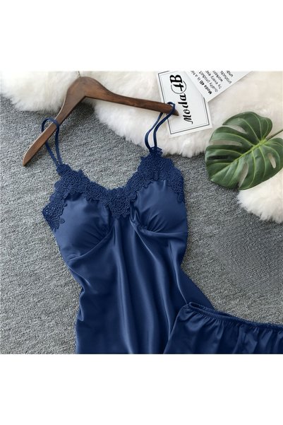 moda4b 5 Piece Women's Satin Nightwear Set – Laced Bridal Dowry Pajamas Set P–30740