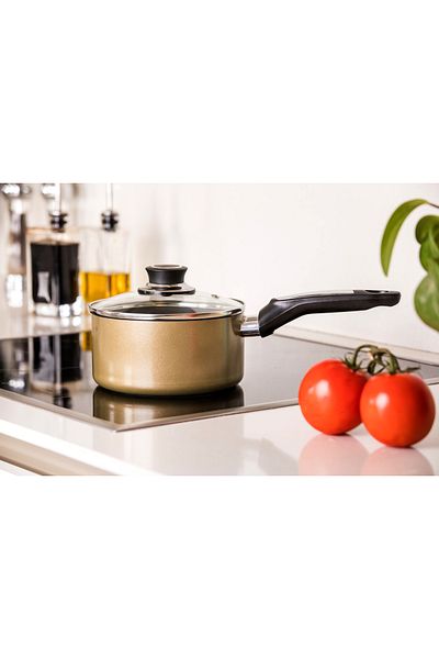 ROYALFORD RF2962 Non-Stick Enamel Aluminium Saucepan | 20cm | with Glass Lid