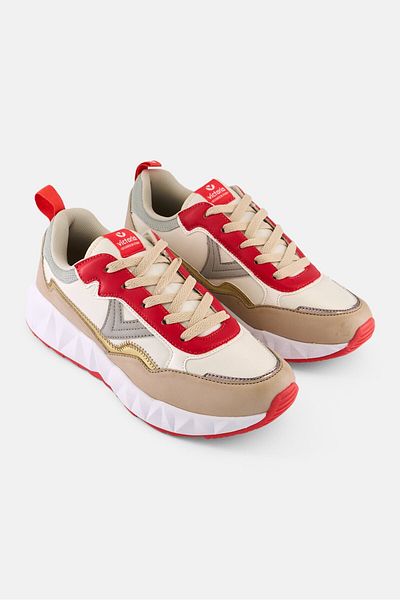 Victoria Women Lace Up Casual Sneakers, Beige