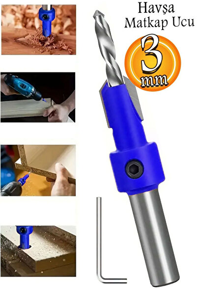 Badem10 Ahşap Mdf Sunta Matkap Havşa Ahşap Açma Matkap Ucu 3 Mm Havşalı
