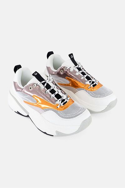 Victoria Women Metallic Lace Up Casual Shoes, White