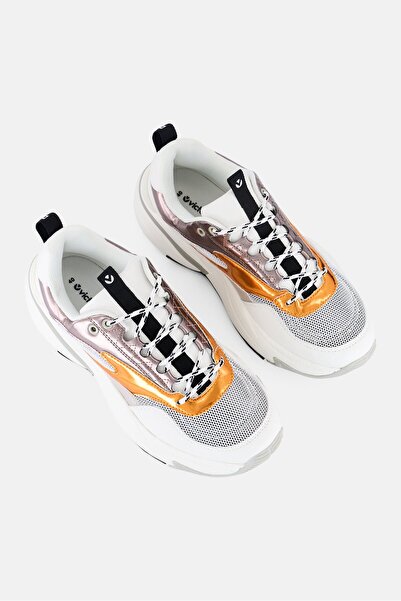 Victoria Women Metallic Lace Up Casual Shoes, White