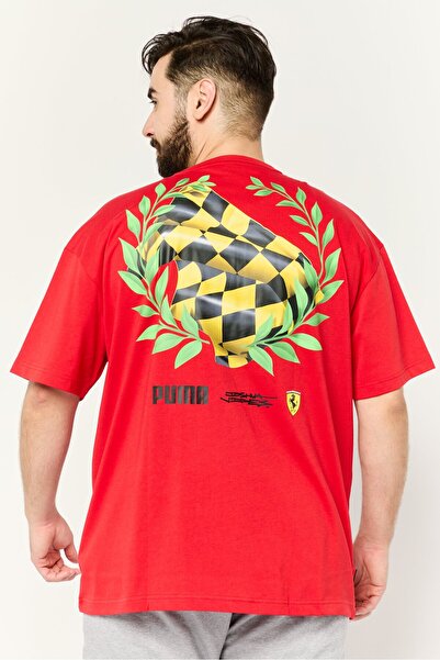 Puma x Scuderia Ferrari Men Sportswear Fit Short Sleeve Outdoor T-Shirt, Red