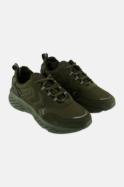 hummel Men Marathona Reach Lx Tonal Rib Lace Up Running Shoes, Olive