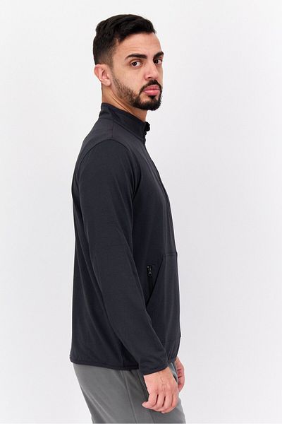 Hurley Men Mid Collar Plain Long Sleeves Sweatshirt, Black