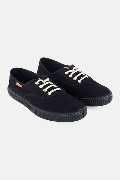 Victoria Women Limited Edition Canvas Lace Up Shoes, Black