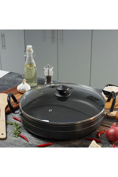 ROYALFORD RF10007 32CM Nonstick Shallow Pot Glass Lid