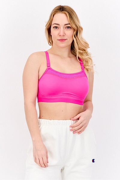 Champion Women Brand Logo Padded Sports Bra, Pink