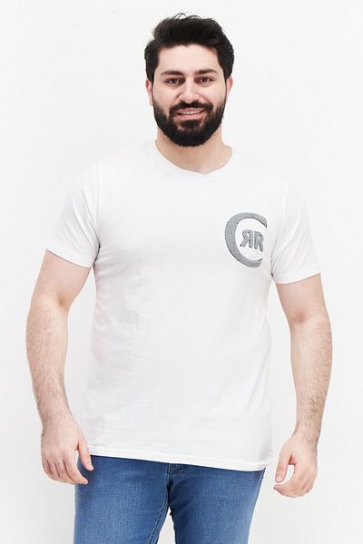 Cerruti 1881 Men Round Neck Short Sleeve Brand Logo T-Shirts, White