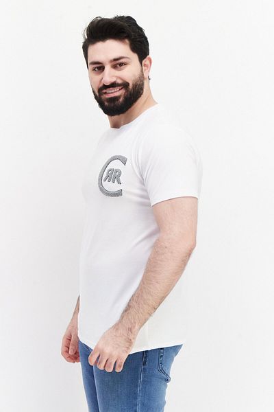 Cerruti 1881 Men Round Neck Short Sleeve Brand Logo T-Shirts, White