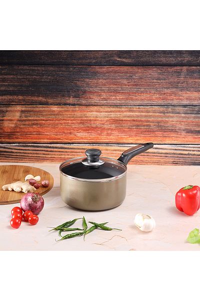 ROYALFORD RF2962 Non-Stick Enamel Aluminium Saucepan | 20cm | with Glass Lid
