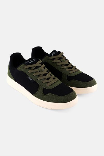 Algspar Men Brand Logo Lace Up Outdoor Shoes, Olive