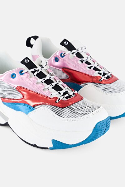 Victoria Women Metallic Lace Up Casual Shoes, White