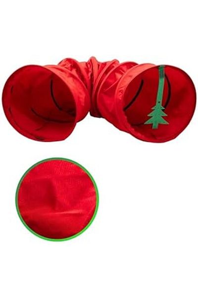Hepta Collection نفق قطط أحمر طويل من مياو، 125 سم، نفق قطط قابل للطي، مخبأ آمن للقطط
