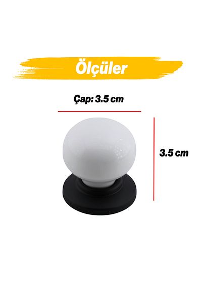 Badem10 10 buc. porțelan transpirație, negru mat, alb, buton pentru mobilier, sertar de bucătărie, dulap, dulap, mâner