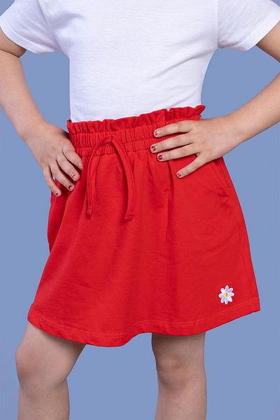 Toontoy Girl's Pocket Detailed Daisy Embroidered Skirt