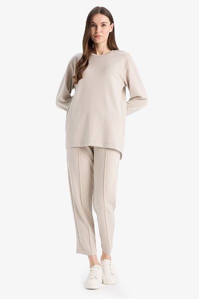 DeFacto Κανονική εφαρμογή Strechy Waist Basic ίσιο παντελόνι με τσέπες E1954AX25SP